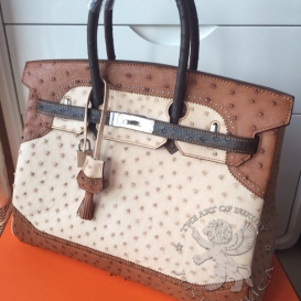 Hermes Birkin Ostrich Tri-color Ghillies 35cm MS