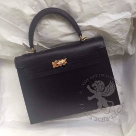 Hermes Kelly Epsom 28cm Black Sellier