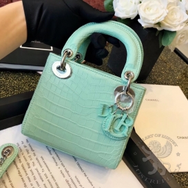 Dior Lady Dior 17cm Crocodile Matt Pale Turqouise