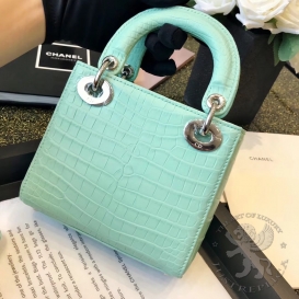 Dior Lady Dior 17cm Crocodile Matt Pale Turqouise