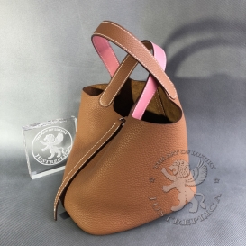 Hermes Picotin 18cm TC Swift Bi-color Gold Pink