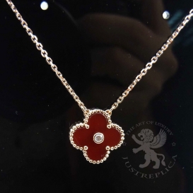 Van Cleef & Arpels Necklace Vintage Alhambra Carnelian with diamond