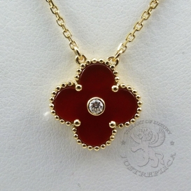 Van Cleef & Arpels Necklace Vintage Alhambra Carnelian with diamond