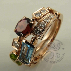 Bulgari Ring Allegra 2 Band Gemstones Diamonds