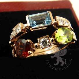 Bulgari Ring Allegra 2 Band Gemstones Diamonds
