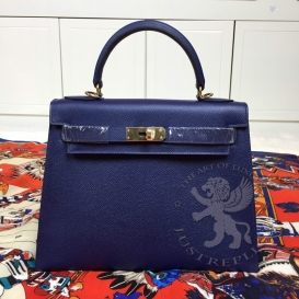 Hermes Kelly Epsom 28cm Bleu de Prusse