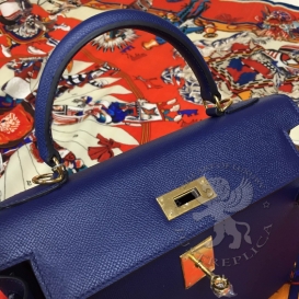 Hermes Kelly Epsom 28cm Bleu de Prusse