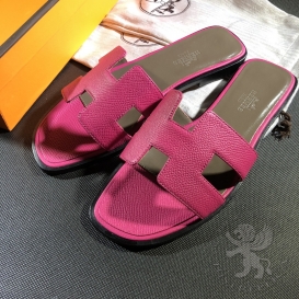 Hermes Slippers Epsom E5 Rose Tyrien