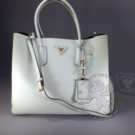 Prada Medium Double Tote Bag 35cm White