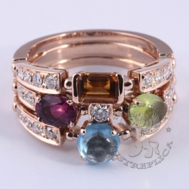 Bulgari Ring Allegra three-band Gemstones Diamonds