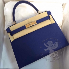 Hermes Kelly Epsom 28cm Blue electric