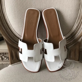 Hermes Slippers Epsom Blanc