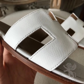 Hermes Slippers Epsom Blanc
