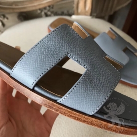 Hermes Slippers Epsom Blue Ciel