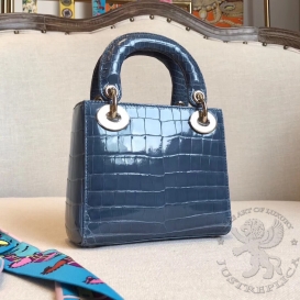Dior Lady Dior 17cm Crocodile Blue