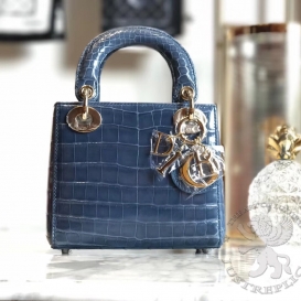 Dior Lady Dior 17cm Crocodile Blue