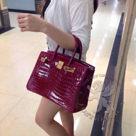 Hermes Birkin Crocodile Shiny Niloticus 30cm Ruby