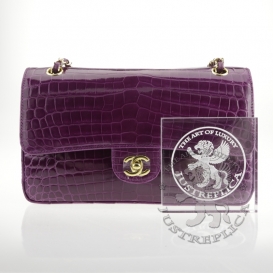 Chanel Classic Crocodile Medium 25.5cm Plum Purple