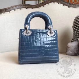Dior Lady Dior 17cm Crocodile Blue Special Hardware