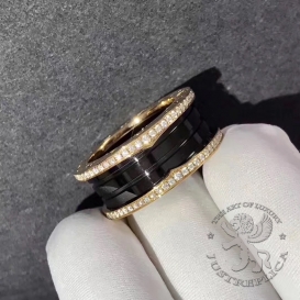 Bulgari Ring B.zero1 three-band black with Diamonds