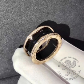 Bulgari Ring B.zero1 three-band black with Diamonds