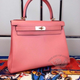 Hermes Kelly Epsom 28cm Flamingo Retourne
