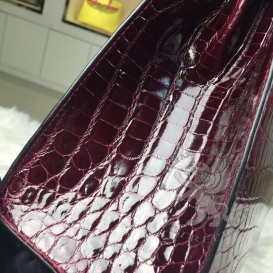 Hermes Kelly Crocodile Shiny Porosus 28cm Sellier Burgundy