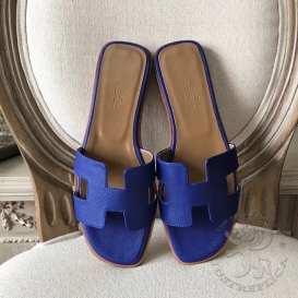 Hermes Slippers Epsom Electric Blue