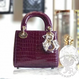 Dior Lady Dior 17cm Crocodile Bordeaux
