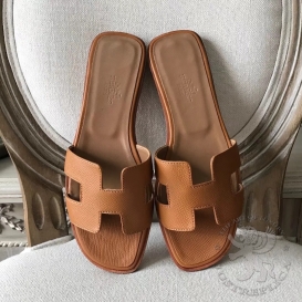 Hermes Slippers Epsom Gold