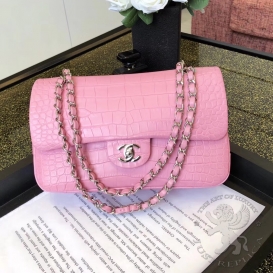 Chanel Classic Crocodile Alligator Matte Medium 25,5cm Pink