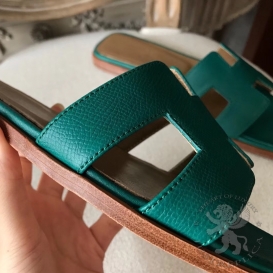 Hermes Slippers Epsom Malachite