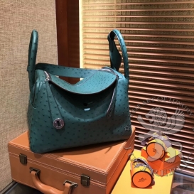 Hermes Lindy Ostrich 26cm Malachite Z6