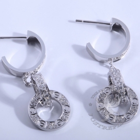 CARTIER Earrings Love Dangle pave Diamonds