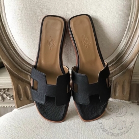 Hermes Slippers Epsom Noir