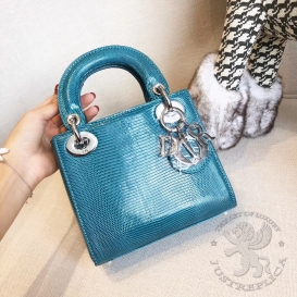 Dior Lady Dior 17cm Lizard Blue