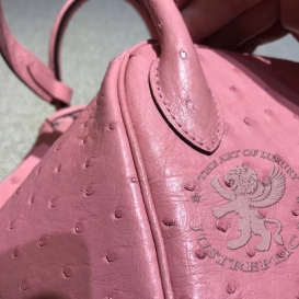 Hermes Lindy Ostrich 26cm Rose Tea 3L