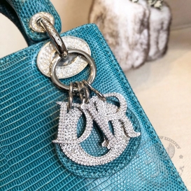 Dior Lady Dior 17cm Lizard Blue Special Hardware