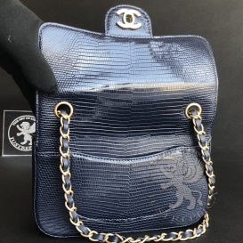 Chanel Classic Flap Lizard 20cm Blue