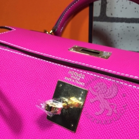 Hermes Kelly Epsom 28cm Rose Tyrien Retourne