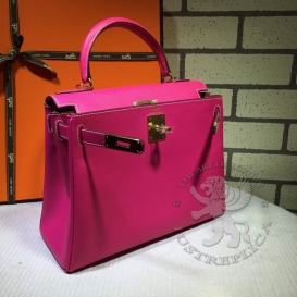 Hermes Kelly Epsom 28cm Rose Tyrien Retourne
