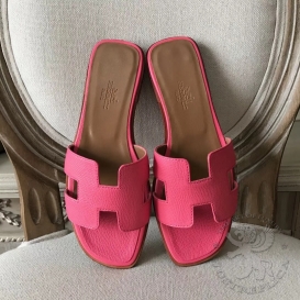 Hermes Slippers Epsom Rose