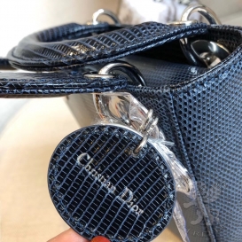 Dior Lady Dior 17cm Lizard Dark Blue