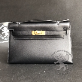 Hermes Kelly Pochette 22cm Swift Black