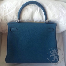 Hermes Kelly Togo 28cm S7 Bleu de Galice
