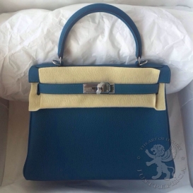 Hermes Kelly Togo 28cm S7 Bleu de Galice