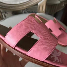 Hermes Slippers Epsom Rose Confetti