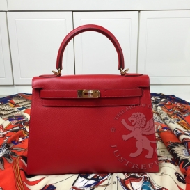 Hermes Kelly Epsom 28cm Rouge Casaque