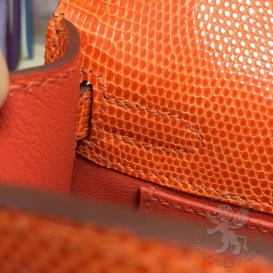 Hermes Kelly Pochette 22cm Lizard Orange