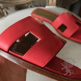 Hermes Slippers Epsom Rose Jaipur